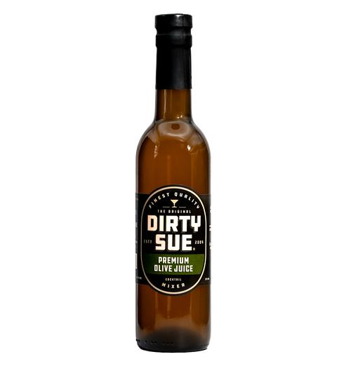 Dirty Sue Premium Olive Juice (375mL) | Double Filtered Olive Brine for Dirty Martinis