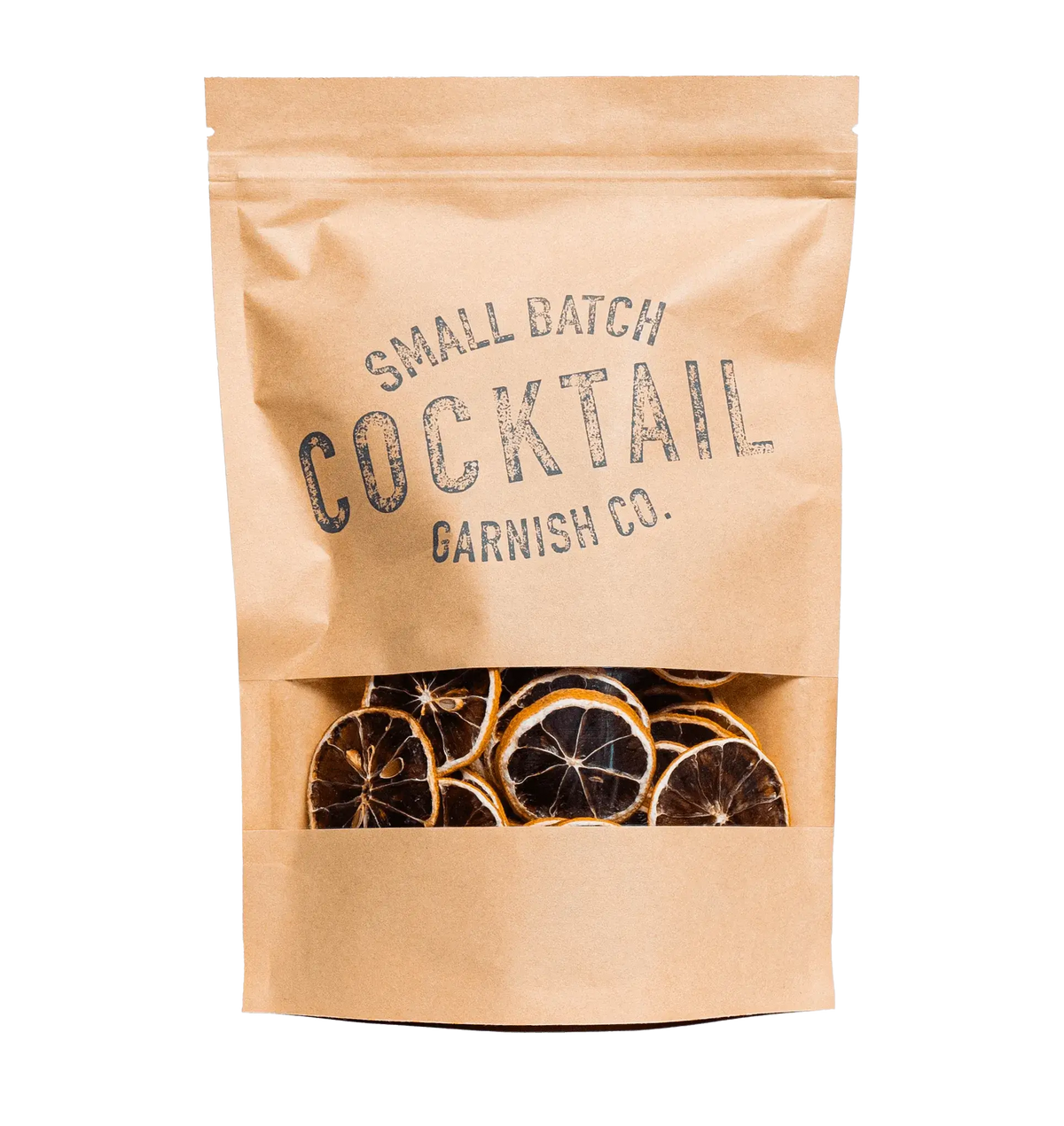 a product shot of cocktail garnish co.'s dehydrated lemon bag with 50 slices