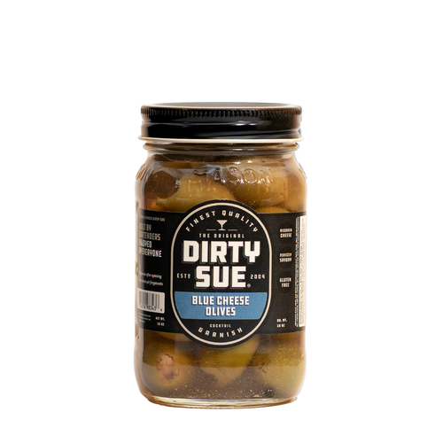 Dirty Sue Blue Cheese Stuffed Olives (16oz Jar) | Hand Stuffed Martini Olives