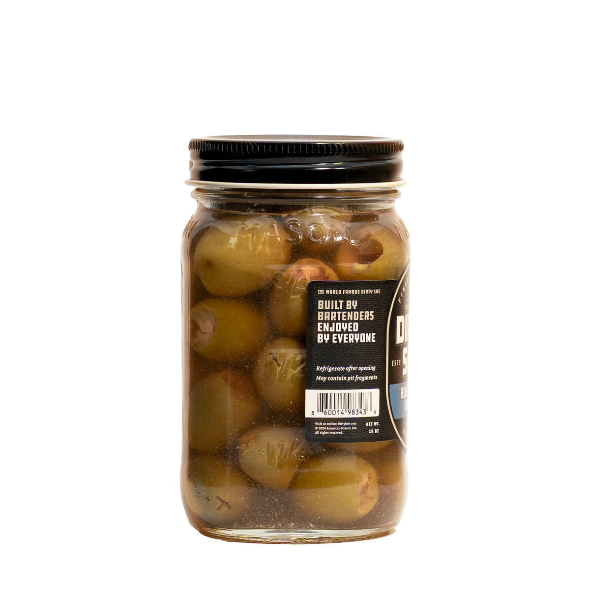 Dirty Sue Blue Cheese Stuffed Olives (16oz Jar) | Hand Stuffed Martini Olives