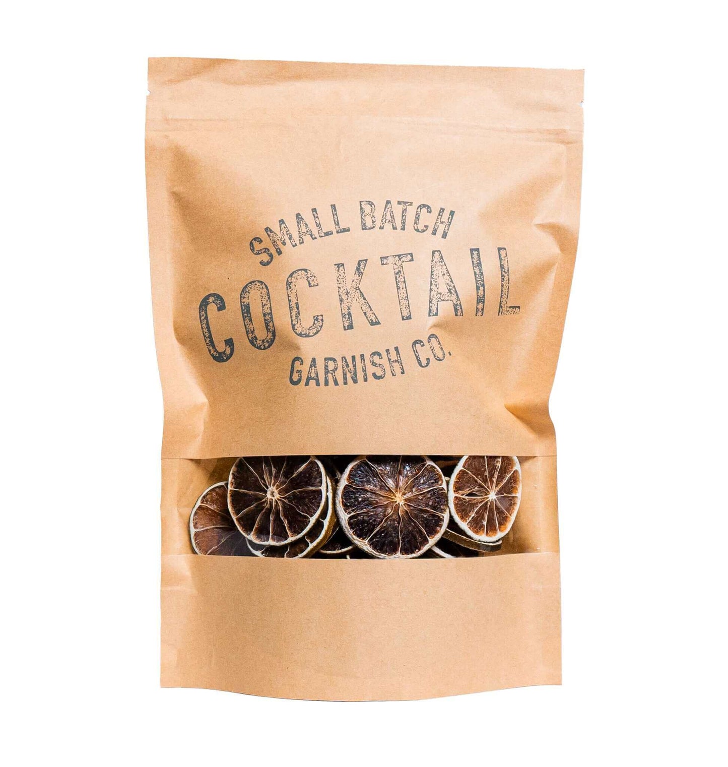 A Cocktail Garnish Co. Dried Lime Wheels bag with 55+ Slices in each