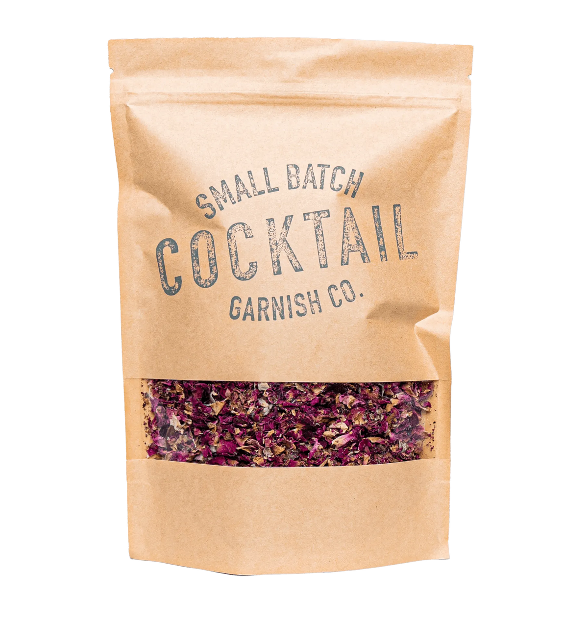A bag of Cocktail Garnish Co. Roses and Buds that is 3oz
