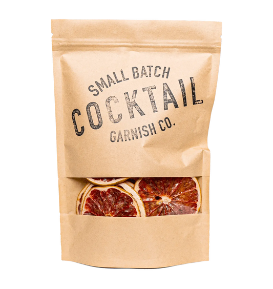 A bag of Cocktail Garnish Co. Dehydrated Grapefruit slices for cocktails or drinks