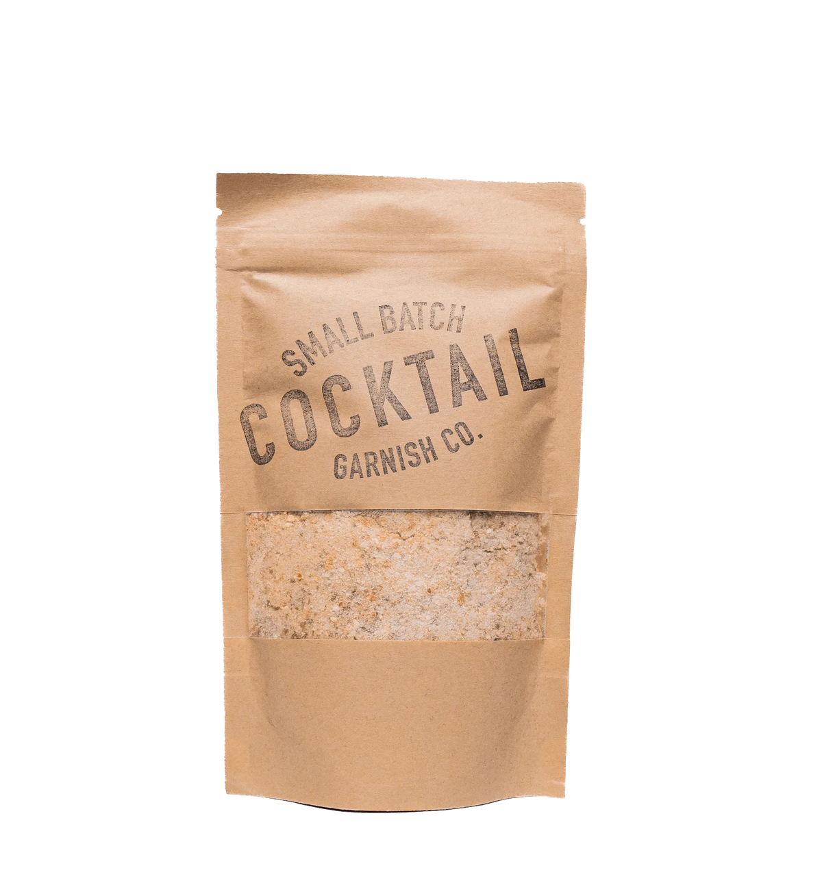 A bag of Cocktail Garnish Co. Pink Himalayan Salt mixed with Dehydrated Blood Orange for rimming cocktails