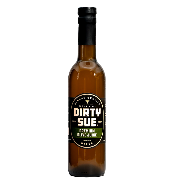 Dirty Sue Premium Olive Juice (375mL) | Double Filtered Olive Brine for Dirty Martinis