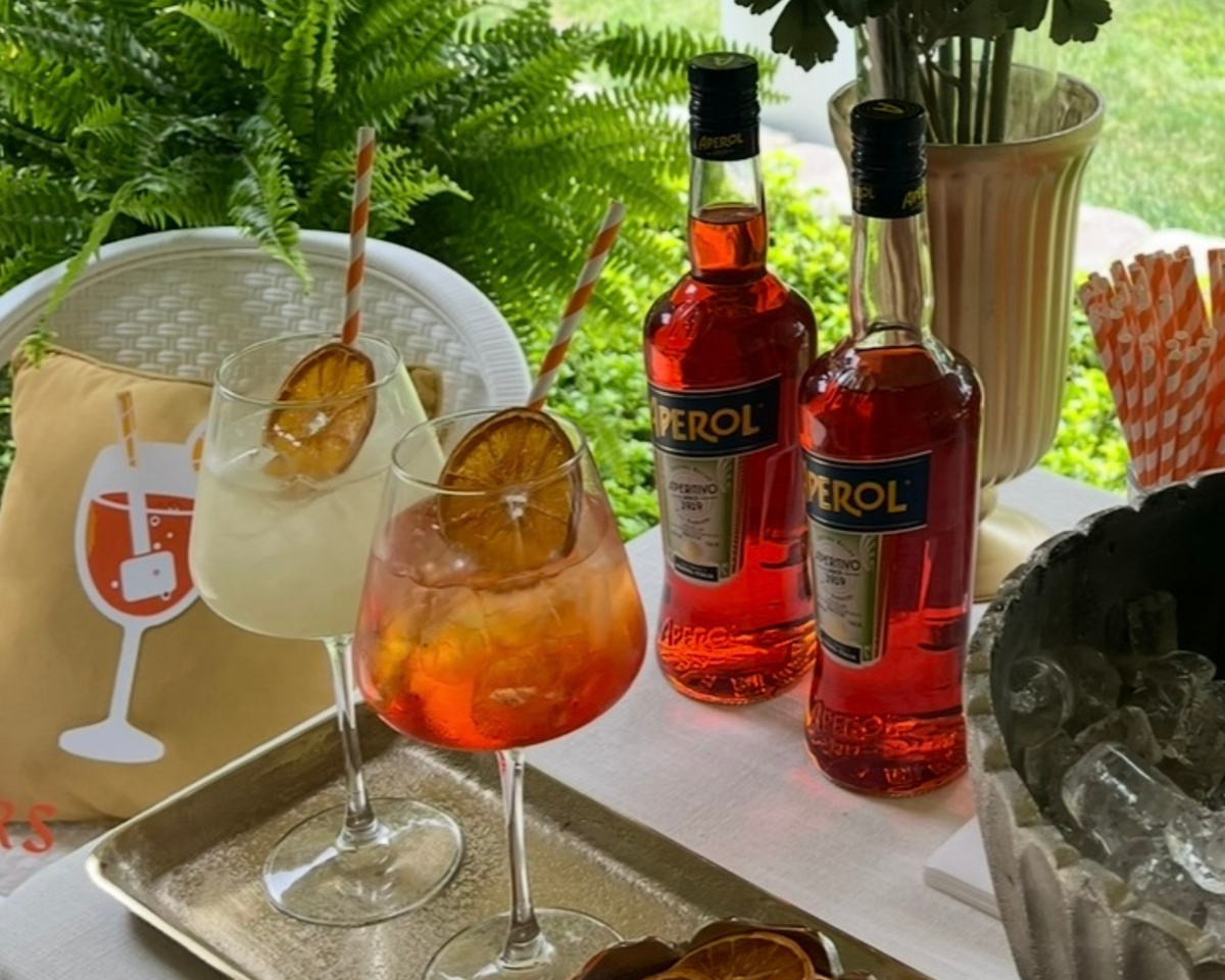 Mobile Catering and Bar Event With Garnishes and Aperol Spritz