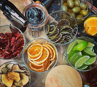 Dehydrated Orange, Dehydrated Lime, Dehydrated Apple, Dried Chili