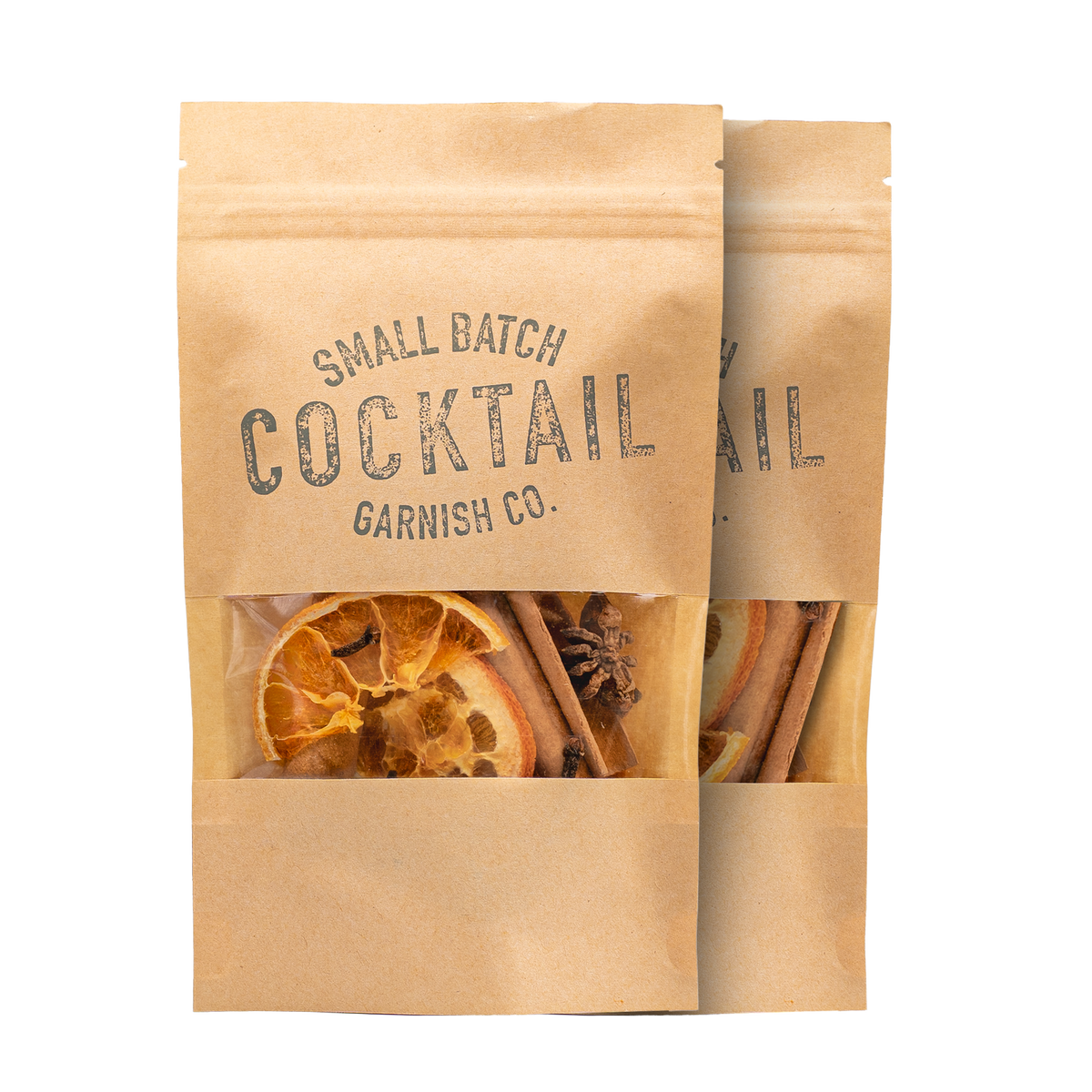 Winter spice simmer pot kit, two bags with clove, orange, cinnamon, star anise.